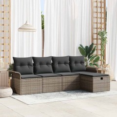 vidaXL Set divani da giardino 5 pezzi con cuscini in rattan grigio