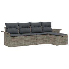 vidaXL Set divani da giardino 5 pezzi con cuscini in rattan grigio
