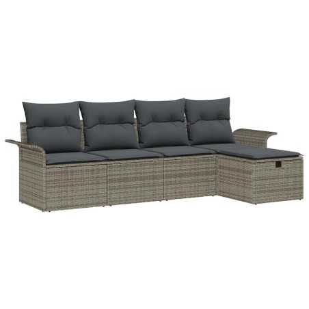 vidaXL Set divani da giardino 5 pezzi con cuscini in rattan grigio
