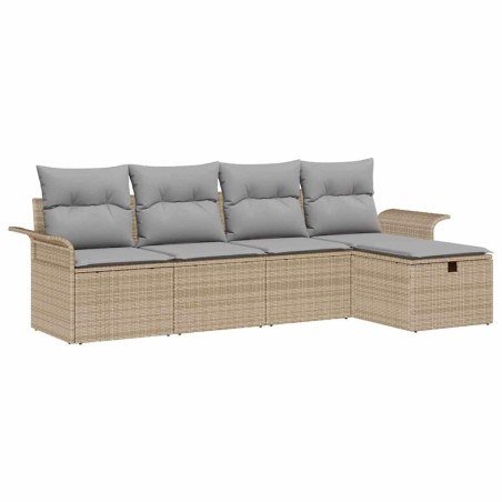 vidaXL Set di divano da giardino a 5 pezzi con cuscini beige in polyrattan
