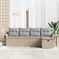 vidaXL Set di divano da giardino a 5 pezzi con cuscini beige in polyrattan