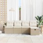 vidaXL Set di divani da giardino in 5 pezzi di con cuscini beige in rattan sintetico vidaXL Set di divani da giardino in 5 pezzi di con cuscini beige in rattan sintetico