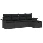 vidaXL Set di divano da giardino a 5 pezzi con cuscini in rattan nero lucido