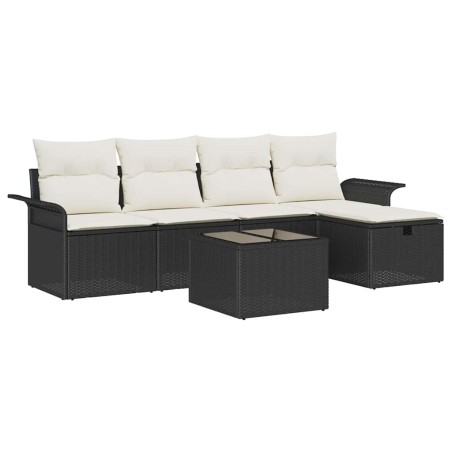 vidaXL Set divano da giardino 6 pezzi con cuscini neri in rattan sintetico