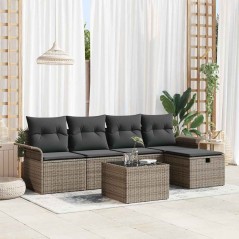 vidaXL Set da Giardino in 6 Pezzi con Cuscini Grigi in Rattan Sintetico
