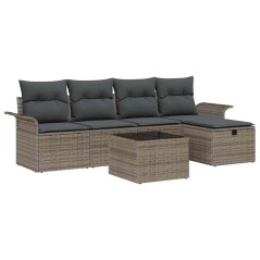 vidaXL Set da Giardino in 6 Pezzi con Cuscini Grigi in Rattan Sintetico