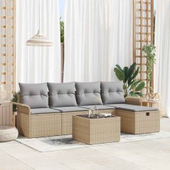 vidaXL Set Giardino 6 Pezzi con Cuscini Beige in Rattan Sintetico