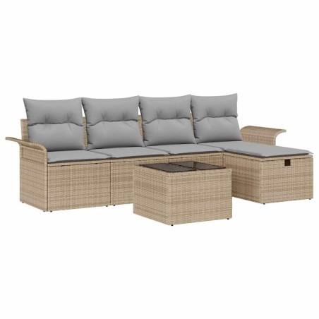 vidaXL Set Giardino 6 Pezzi con Cuscini Beige in Rattan Sintetico