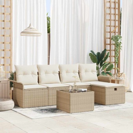 vidaXL Set di divani da giardino in 6 pezzi con cuscini, polyrattan beige.