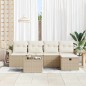 vidaXL Set di divani da giardino in 6 pezzi con cuscini, polyrattan beige. vidaXL Set di divani da giardino in 6 pezzi con cuscini, polyrattan beige.