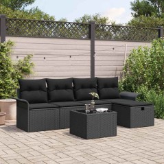 vidaXL Set di divani da giardino 6 pezzi con cuscini neri in rattan sintetico