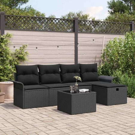 vidaXL Set di divani da giardino 6 pezzi con cuscini neri in rattan sintetico