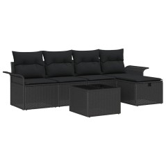vidaXL Set di divani da giardino 6 pezzi con cuscini neri in rattan sintetico