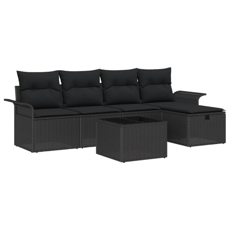 vidaXL Set di divani da giardino 6 pezzi con cuscini neri in rattan sintetico