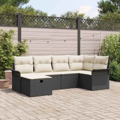 vidaXL Set di divani da giardino in 6 pezzi con cuscini, rattan sintetico nero