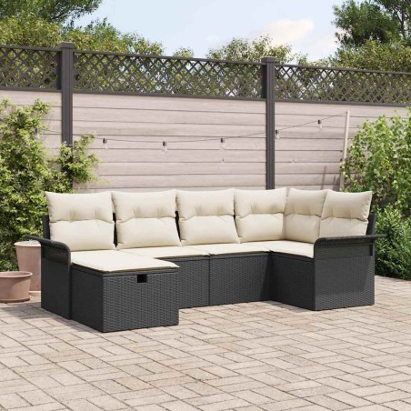 vidaXL Set di divani da giardino in 6 pezzi con cuscini, rattan sintetico nero