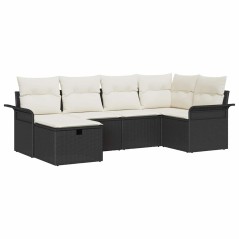 vidaXL Set di divani da giardino in 6 pezzi con cuscini, rattan sintetico nero