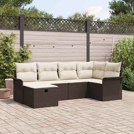 vidaXL Set da giardino di 6 pezzi con cuscini in rattan sintetico marrone