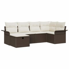 vidaXL Set da giardino di 6 pezzi con cuscini in rattan sintetico marrone