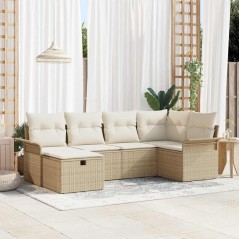 vidaXL Set di divani da giardino 6 pezzi con cuscini in rattan sintetico beige