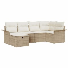 vidaXL Set di divani da giardino 6 pezzi con cuscini in rattan sintetico beige