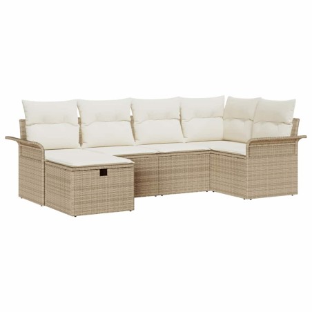 vidaXL Set di divani da giardino 6 pezzi con cuscini in rattan sintetico beige