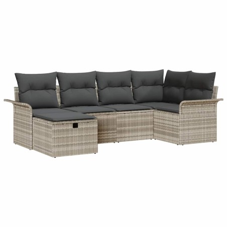 vidaXL Set Divano da Giardino 6 Pezzi con Cuscini Grigi in Rattan Sintetico