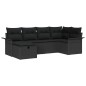 vidaXL Set da giardino in rattan nero con 6 pezzi e cuscini vidaXL Set da giardino in rattan nero con 6 pezzi e cuscini