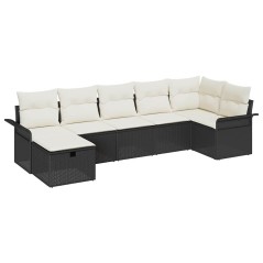 vidaXL Set da giardino 7 pezzi con cuscini neri in rattan sintetico