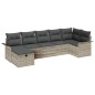 vidaXL Set di divani da giardino a 7 pezzi con cuscini in polyrattan grigio chiaro vidaXL Set di divani da giardino a 7 pezzi con cuscini in polyrattan grigio chiaro