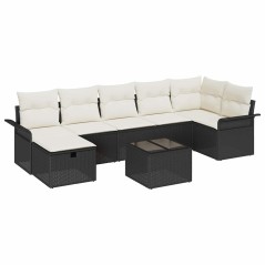 vidaXL Set divano da giardino 8 pezzi con cuscini in rattan nero