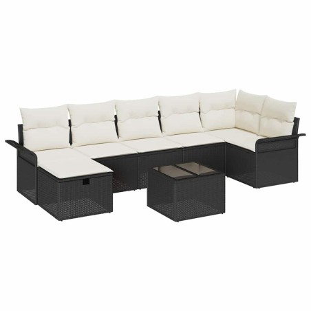 vidaXL Set divano da giardino 8 pezzi con cuscini in rattan nero