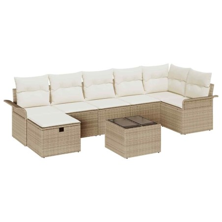 vidaXL Set Divano da Giardino 8 Pezzi con Cuscini Beige in Rattan Sintetico