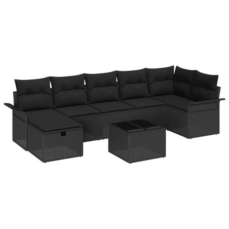 vidaXL Set di divani da giardino 8 pezzi con cuscini in polyrattan nero