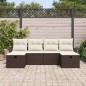 vidaXL Set di divano da giardino 6 pezzi con cuscini marroni in polirattan