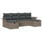 vidaXL Set di divano da giardino 6 pezzi con cuscini grigi in rattan sintetico