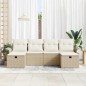 vidaXL Set di divano da giardino 6 pezzi con cuscini beige in rattan sintetico