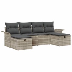 vidaXL Set di divani da giardino a 6 pezzi con cuscini in rattan sintetico grigio chiaro