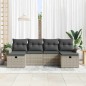 vidaXL Set di divani da giardino a 6 pezzi con cuscini in rattan sintetico grigio chiaro vidaXL Set di divani da giardino a 6 pezzi con cuscini in rattan sintetico grigio chiaro
