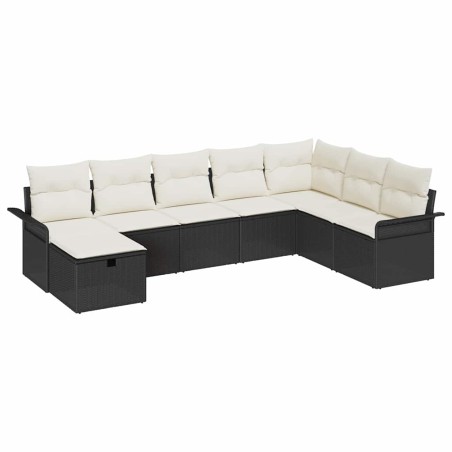 vidaXL Set da Giardino in Rattan Modulare da 8 Pezzi con Cuscini Neri