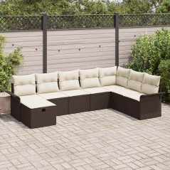 vidaXL Set da giardino 8 pezzi con cuscini in rattan poliestere marrone