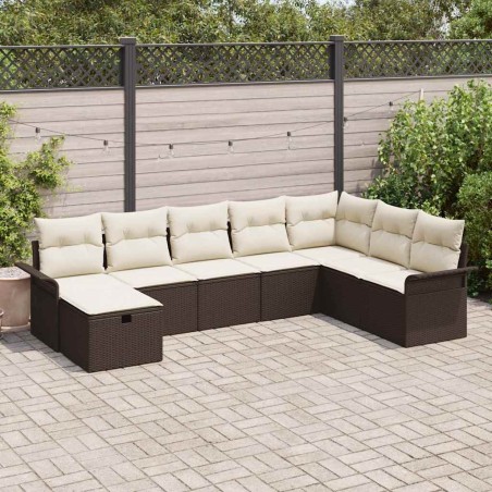 vidaXL Set da giardino 8 pezzi con cuscini in rattan poliestere marrone