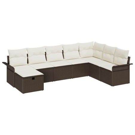 vidaXL Set da giardino 8 pezzi con cuscini in rattan poliestere marrone
