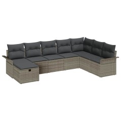 vidaXL Set di divano da giardino 8 pezzi con cuscini in rattan grigio