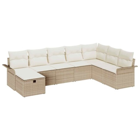 vidaXL Set da giardino 8 pezzi con cuscini, rattan sintetico beige