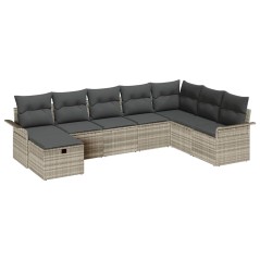 vidaXL Set di divani da giardino 8 pezzi con cuscini grigio chiaro in rattan sintetico