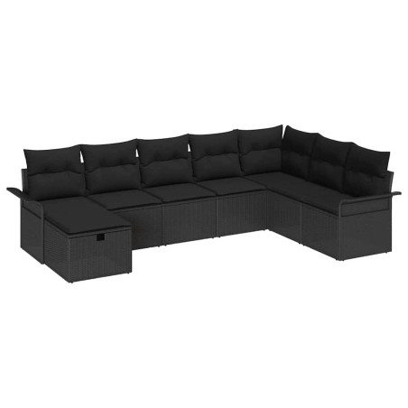 vidaXL Set di divani da giardino da 8 pezzi con cuscini , rattan sintetico nero