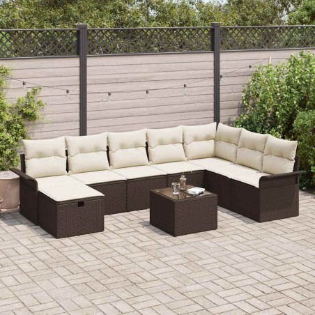 vidaXL Set da giardino 9 pezzi di con cuscini in rattan sintetico