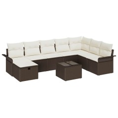 vidaXL Set da giardino 9 pezzi di con cuscini in rattan sintetico