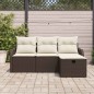 vidaXL Set di Divano da Giardino a 4 Pezzi con Cuscini Marroni in Rattan Plastico vidaXL Set di Divano da Giardino a 4 Pezzi con Cuscini Marroni in Rattan Plastico